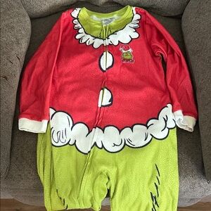 Dr. Seuss Grinch Kids Footie - Red and Green 5t